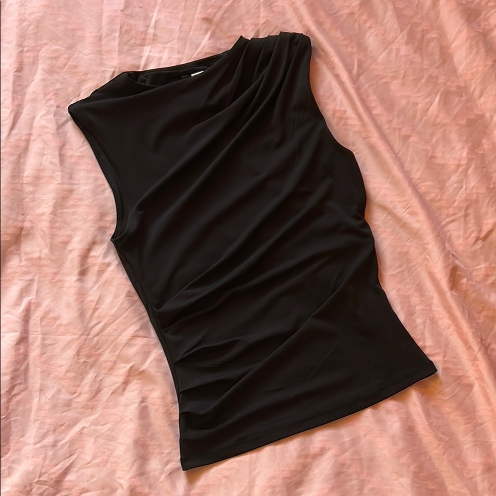 H&M Black Asymmetrical Fitted Tank Top